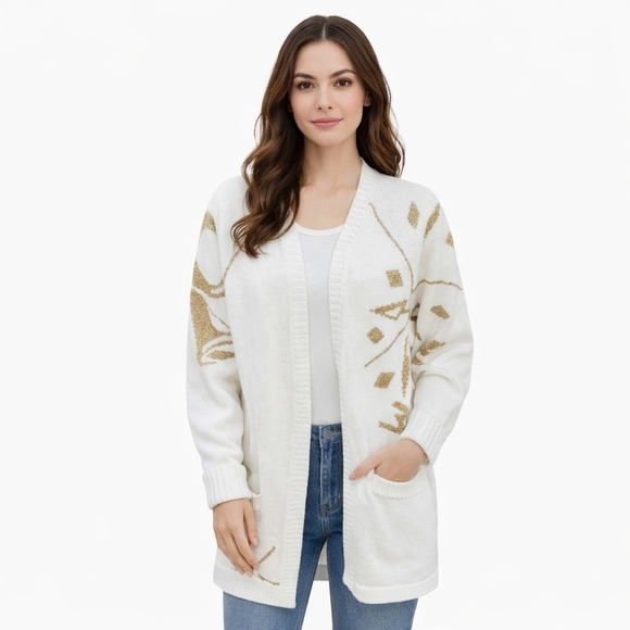 Outlander Sweaters - White Outlander Gold Winter sweater 14‎